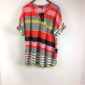 Womens XXL 2XL Shirt Striped Short Sleeve